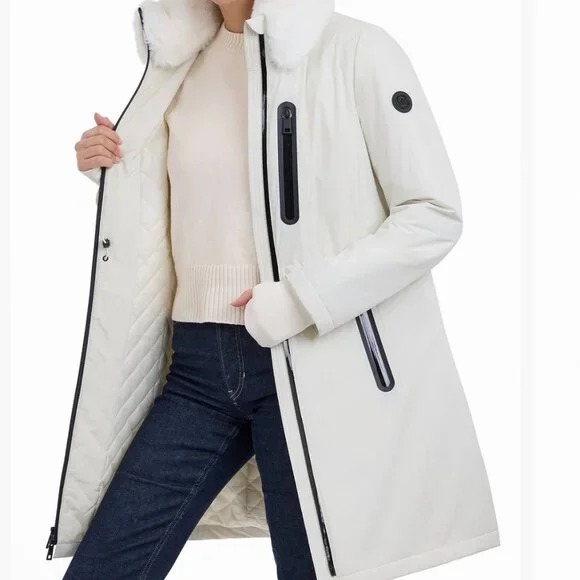 Michael Kors Anorak Raincoat - Bone White - Size L - Picture 2 of 6